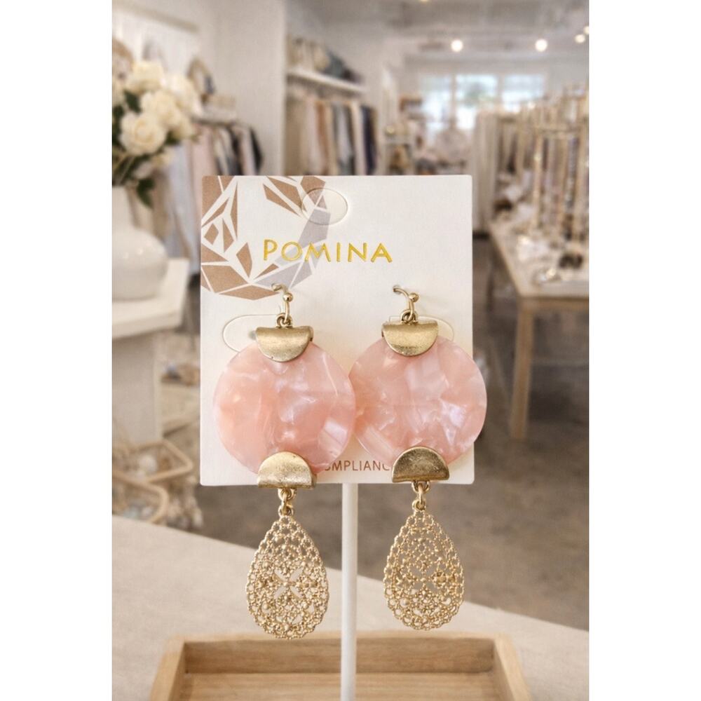 🌴 Pick 3 For $15 Pomina Gold Pink Round Earrings New